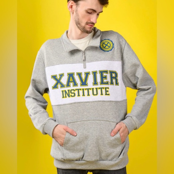 NWT Cakeworthy Xavier Institute Gray Pullover 1/4 zip unisex Sweatshirt size 3X - Picture 3 of 11